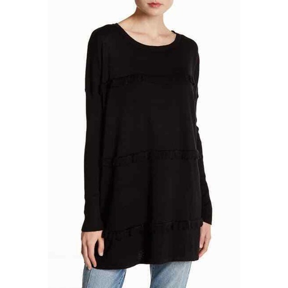Solutions sweater black triple ruffle sweater XL - Picture 1 of 8